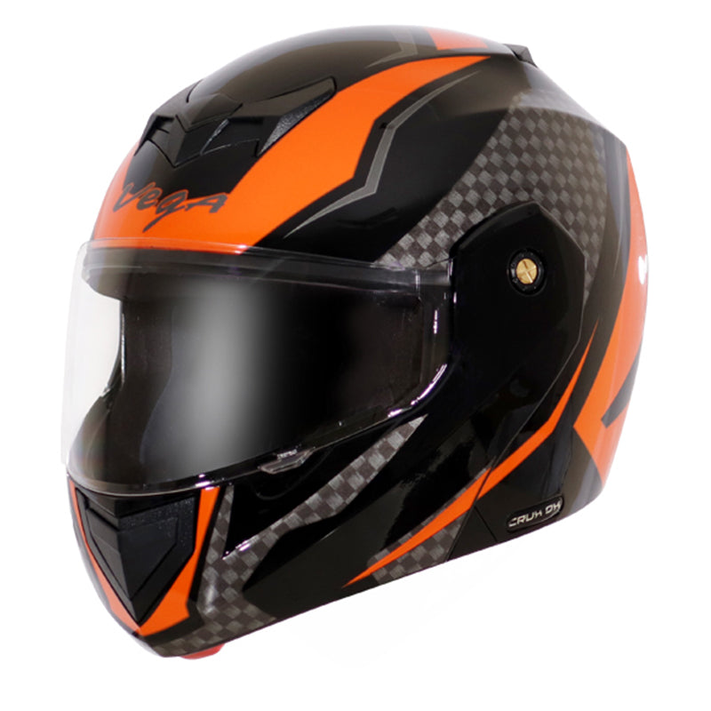 Vega Crux Dx Checks Black Orange Helmet - bikerstore.in