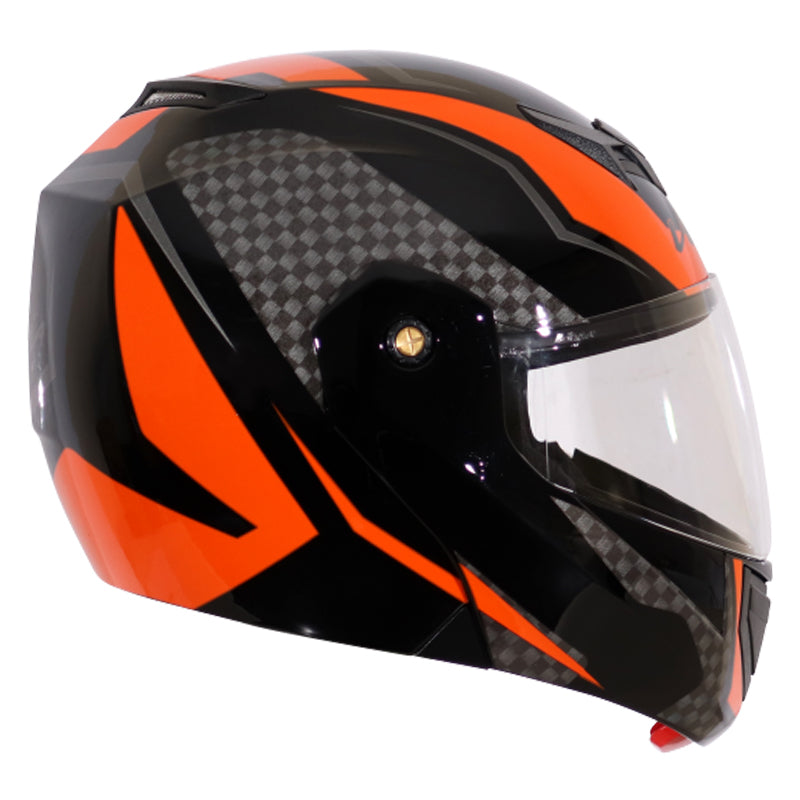 Vega Crux Dx Checks Black Orange Helmet - bikerstore.in