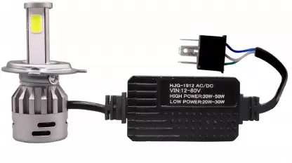 HJG ORIGINAL LED Headlight Bulb H4 50W For All Motorcycles (Low and High Beam Bulbs (White) AC/DC 50Watt 3 Side Chip) - Type H4 - bikerstore.in