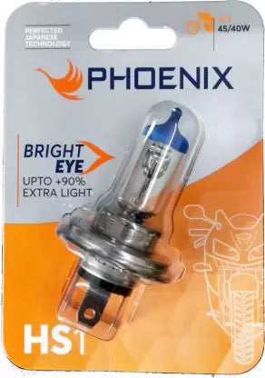 Phoenix BRIGHT EYE HS1 Px43t 7596 12V, 45/40W Headlight Bulb for 2 Wheelers (Blister Pack), Halogen, White - bikerstore.in