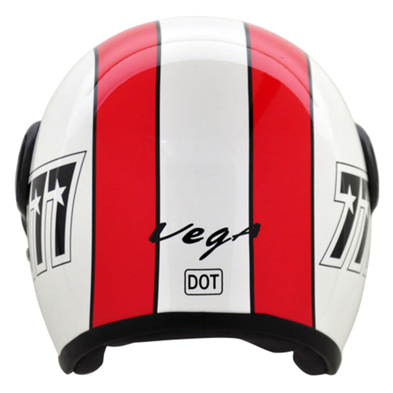 Vega Jet 777 W/Visor White Red Helmet - bikerstore.in