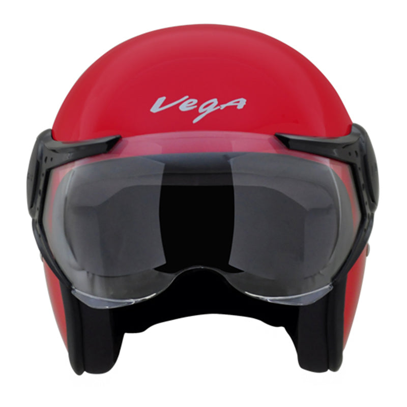 Vega JET W/Visor Red Helmet - bikerstore.in