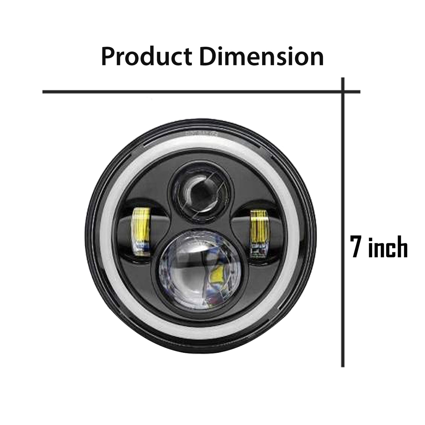 HJG 7 Inch LED Headlight with Spotless and Bright DRL Fits in Royal Enfield (All Model) And Mahindra Thar (12V-80V DC 75w) - bikerstore.in