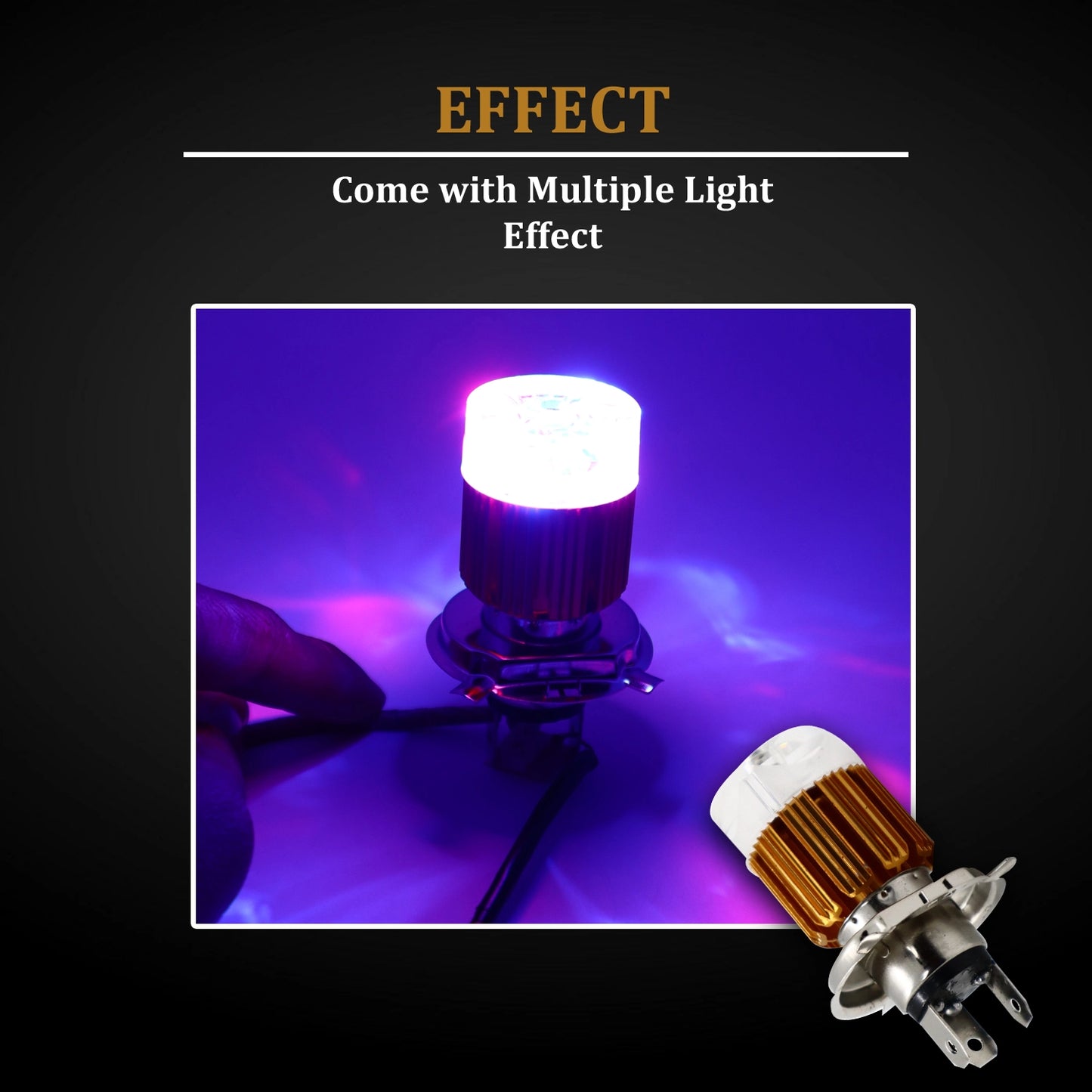 White/MultiColor H4 Headlight Bulb for Bikes Universal For Car Universal For Bike (Upper Multicolor/Dipper White, Type H4 headlight bulb) - bikerstore.in