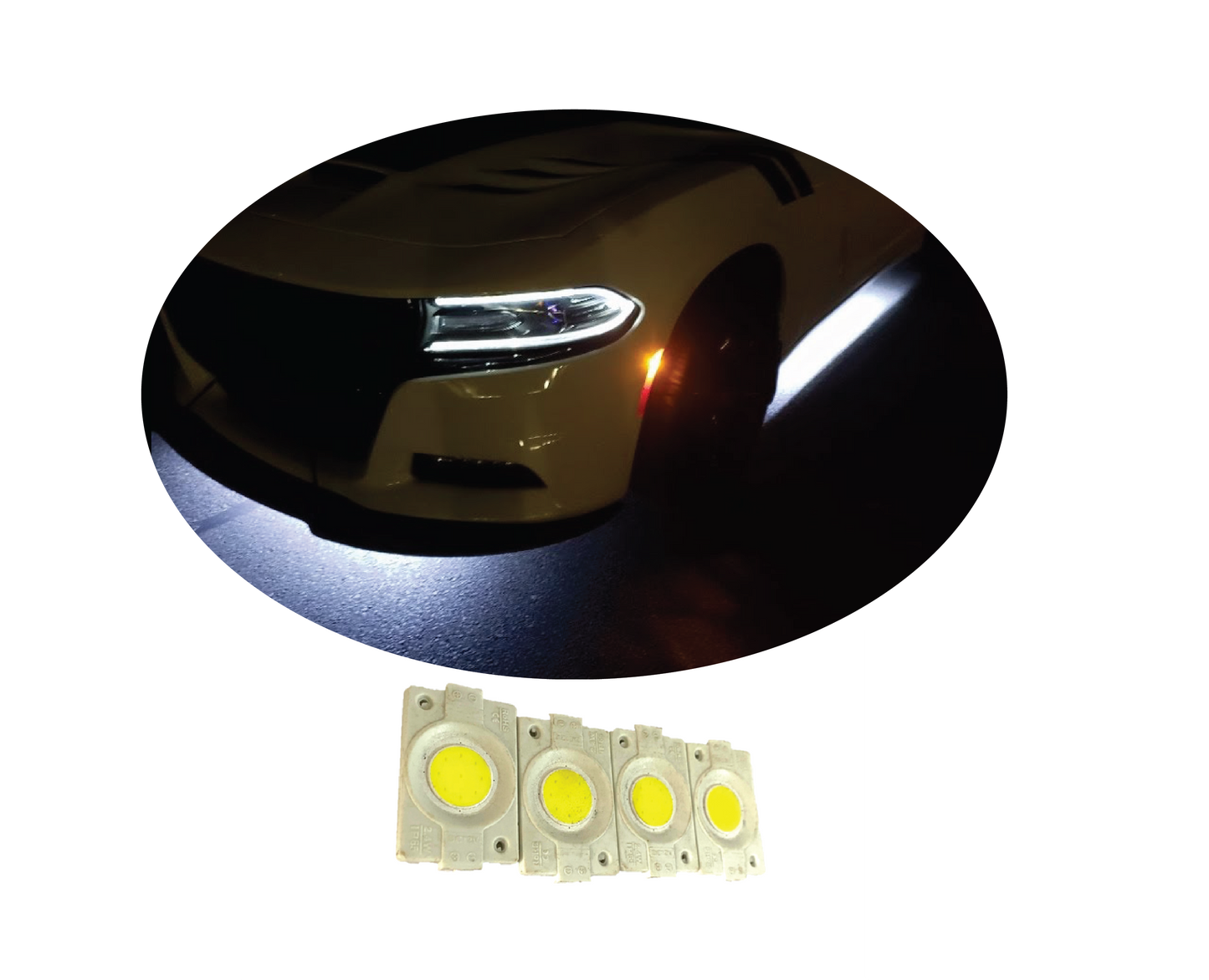 hjg Sunny Day WHITE IMPORTED Underglow PATCH LIGHTS (Front/Rear , Bike Body Lights) - PACK OF 4 - IP65 WATERPROOF DUSTPROOF SHOCKPROOF - Universal Decorative Light for all Motorbike, Car LED - bikerstore.in