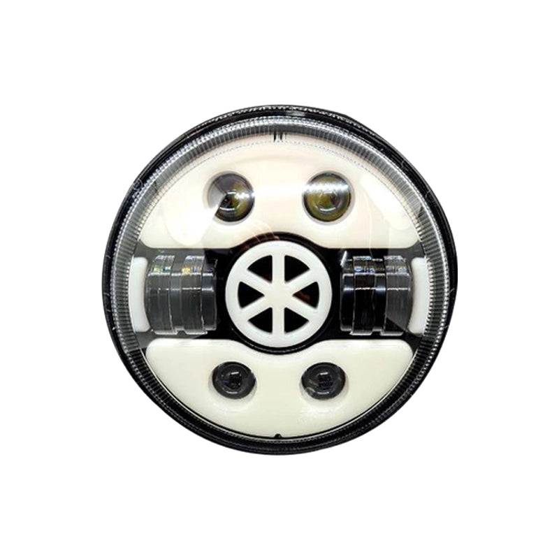 7 Inch Tri Colour Round LED Harley Headlight Fits in Royal Enfield, Thar (12V-80V 90W) (Tiranga) - bikerstore.in
