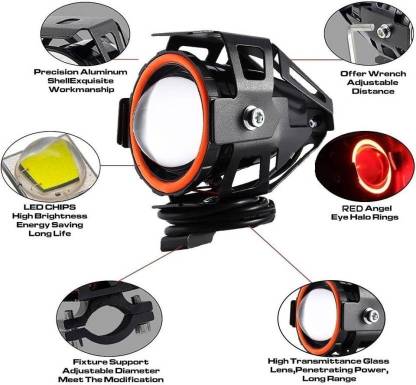 HJG Projector Angel Eyes LED Fog Light For Bike Universal For All Bike (1pc) - bikerstore.in