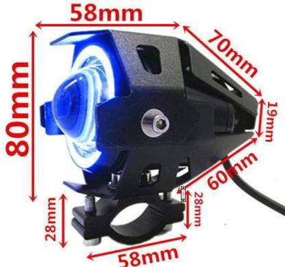 HJG Projector Angel Eyes LED Fog Light For Bike Universal For All Bike (Blue Angel Eyes, 1pc) - bikerstore.in
