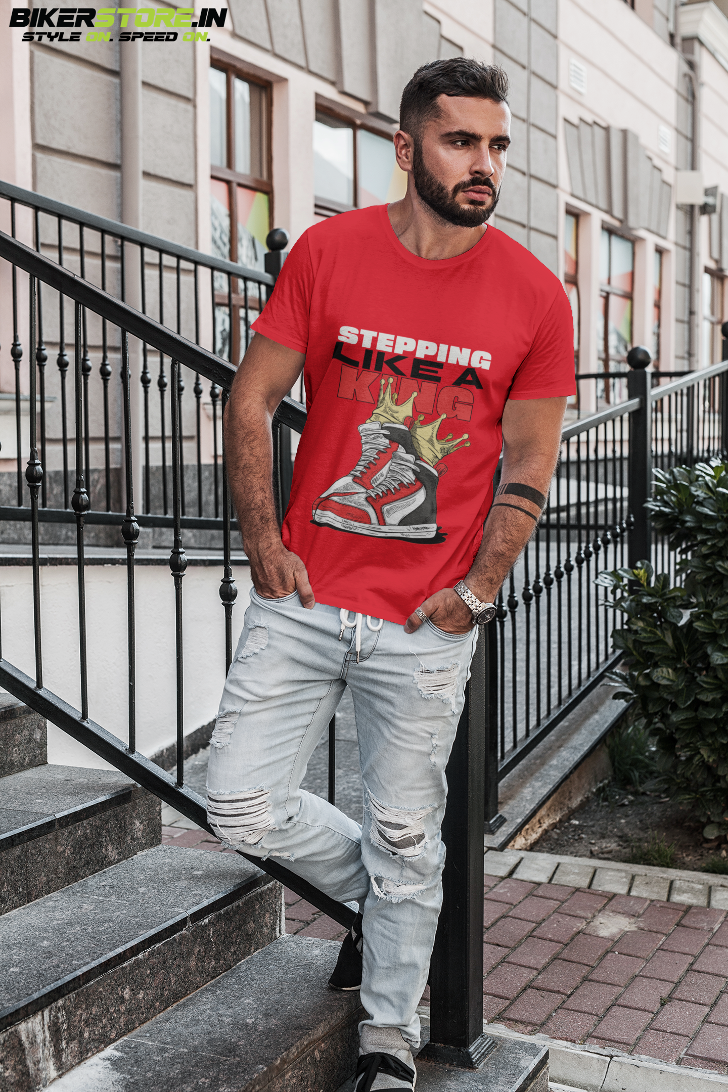 Stepping Like a King! T-Shirt For Men | BIKERSTORE.IN - bikerstore.in