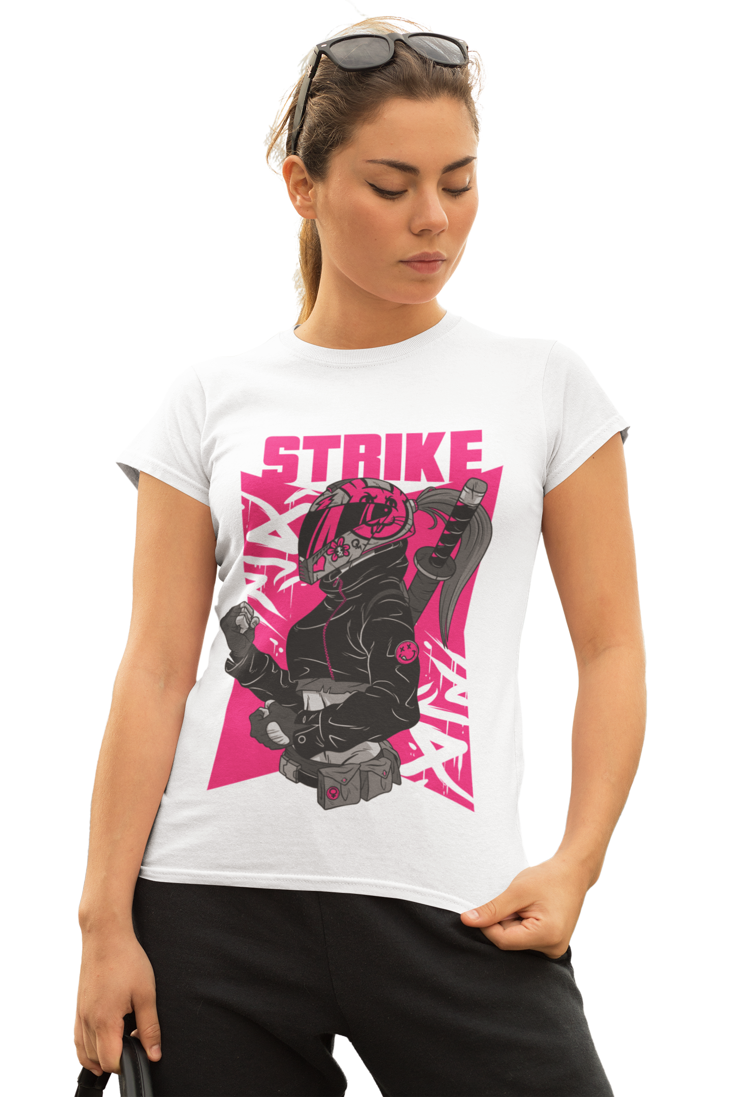STRIKE T-Shirt for Women (Hot Pink Graphic) | BIKERSTORE.IN - bikerstore.in