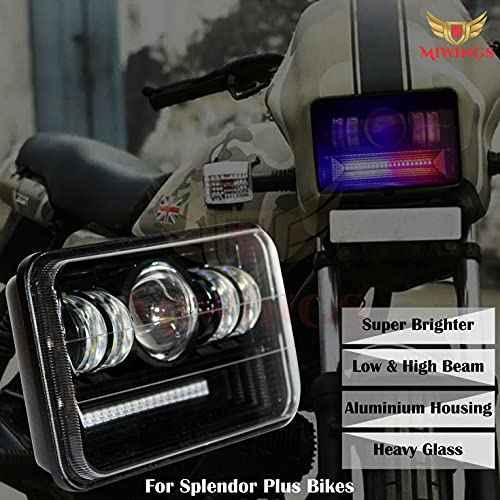 Splendor LED Projector Headlight Assembly Hi/Low Beam With 3 Mode Red and Blue Flashing For Hero Splendor Plus, Splendor Pro, Splendor - bikerstore.in