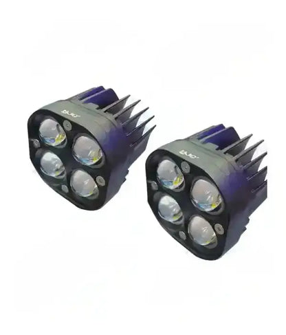 HJG 4X4 CREE Original (2 in 1) Fog Light 120W (White + Yellow) with Kit 4 LED Laser Spotlight For Bike/Car/Thar/Jeep (Pair)