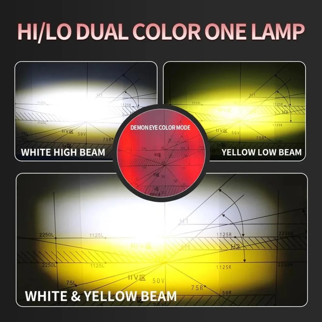 Original HJG 3-in-1 HJG Fog Light: 120W-12V Red, White, Yellow! Illuminate Your Ride with 4 LED Laser Widelight. Perfect for Bike, Car, Thar, Jeep Adventures