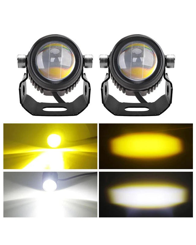 Mini Drive Fog Light with Universal Fit for All Cars and Bikes - Yellow/ White