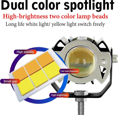 HJG ORIGINAL G15 30W Mini Drive Spotlight Yellow/White Motorcycle Mini Driving Fog Light 15000LM High/Low Beam Motorcycle Spot Light (Pack of 2)