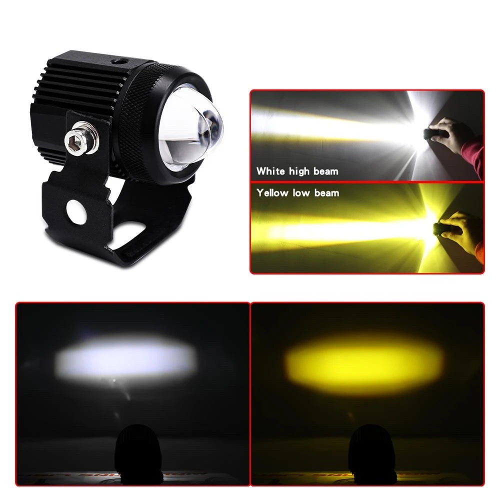 Original Mini Drive Fog Light White/Yellow with Adaptor Spotlight Foglight with Universal Fit for All Cars and Bikes - Yellow/ White
