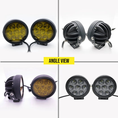 HJG Original 70W CREE 140W Dual Color Yellow/White LED Fog Lights with Wiring Harness Kit light brightness output controller switch Yellow Filter Cap Waterproof Light for Bikes, Cars, Jeeps Yellow Filter Cap