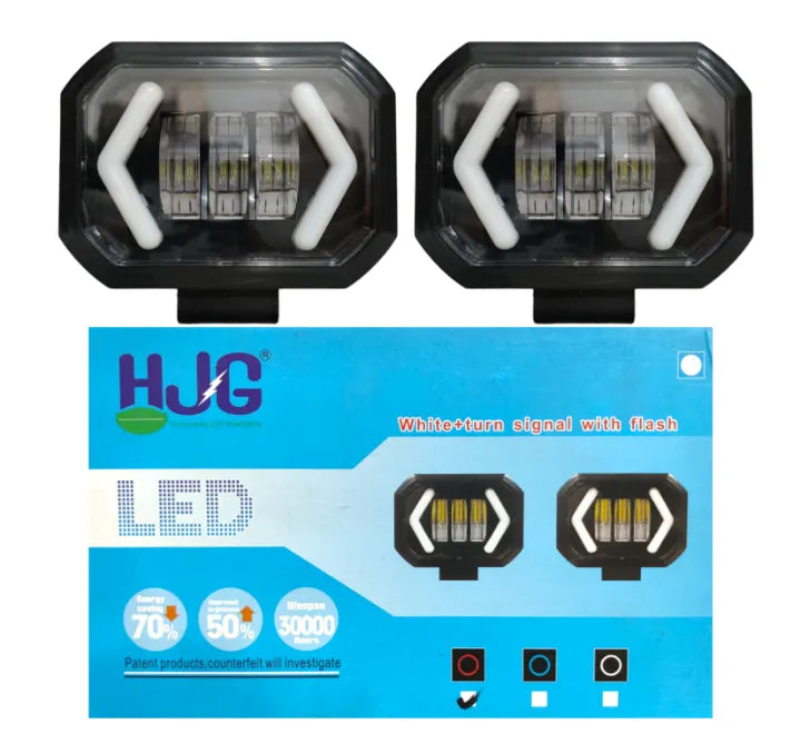 HJG Arrow DRL Square Original Foglight 120W 4 Lens Dual Color White/Yellow LED Foglights (Set of 2)