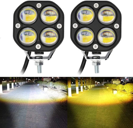 3 Inch Universal Led Fog Light Yellow-White For All Motorcycles (72W, 12V-80V, DC,) ( Pack of 2pcs)