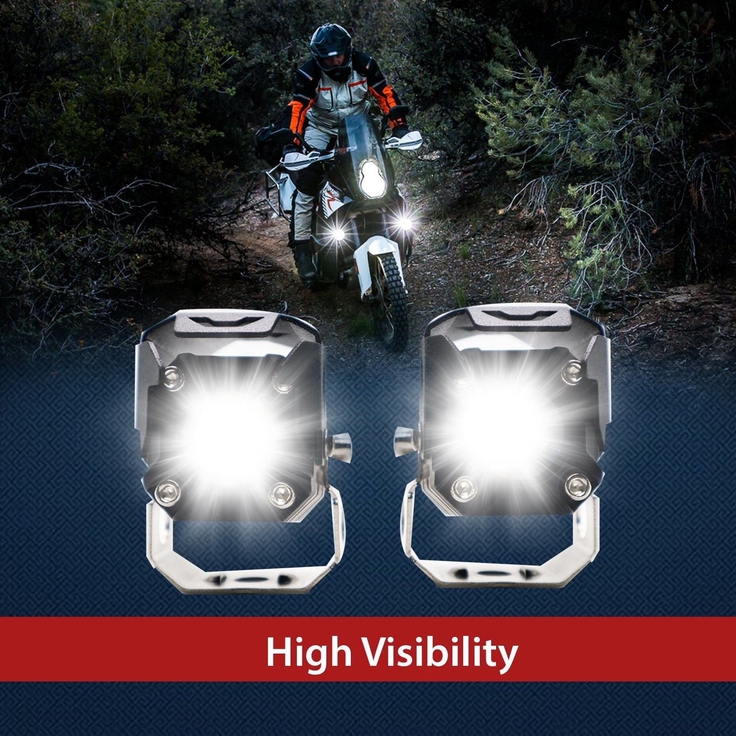 HJG 120W Projector Fog Light LED Work Light Fog Lamp Dual Color Motorcycle Lights Spot Light High beam/Low beam Electric Cars (Headlights) (12-80V DC – 60W) - bikerstore.in