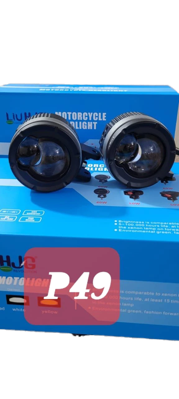 HJG P49 Dual Lens 120W New Model with Power Adaptor Foglight Ultra Wide Dual Intensity LED Driving Fog Lights White/Yellow (2*60W = 120W Total) Universal For All Cars & Bikes