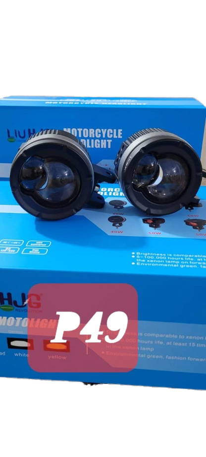 HJG P49 Dual Lens 120W New Model with Power Adaptor Foglight Ultra Wide Dual Intensity LED Driving Fog Lights White/Yellow (2*60W = 120W Total) Universal For All Cars & Bikes