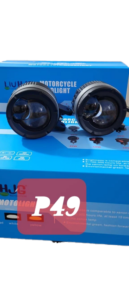 HJG P49 Dual Lens 120W New Model with Power Adaptor Foglight Ultra Wide Dual Intensity LED Driving Fog Lights White/Yellow (2*60W = 120W Total) Universal For All Cars & Bikes