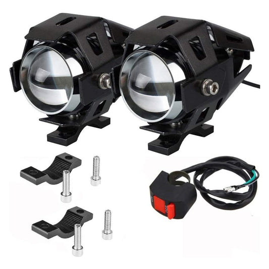 HJG U5 CREE LED Driving Fog Light in Aluminum Body with Switch for All Motorcycles, ATV and Bikes and Cars (15W, White Light, 2 PCS) - bikerstore.in