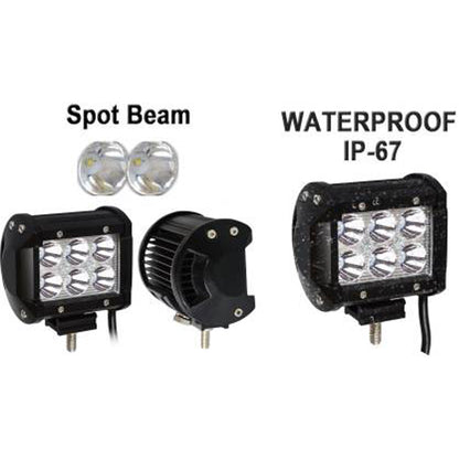 HJG 6 LED Square LED Fog Light For Universal For Bike, Universal For Car Universal For Bike, Universal For Car (Set of 2 with Switch) - bikerstore.in