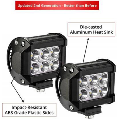 HJG 6 LED Square LED Fog Light For Universal For Bike, Universal For Car Universal For Bike, Universal For Car (Set of 2 with Switch) - bikerstore.in