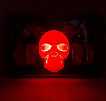 Splendor SKULL BHOOT DRL LED Projector Headlight Assembly Hi/Low Beam With BOSS DRL For Hero Splendor Plus, Splendor Pro, Splendor - bikerstore.in