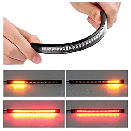 Strip Tail Brake Stop Turn Signal 32LED 8" Flexible led Light for Motorcycle - bikerstore.in