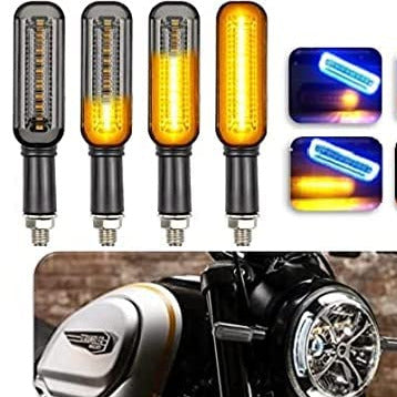 HJG Box Indicator Universal For All Bikes 4pc - Original Imported Flexible Pack of 4 Running Style Blinker Bright YELLOW & BLUE LED Indicators Universal For All Bike Models Motorcycle Turn Si - bikerstore.in