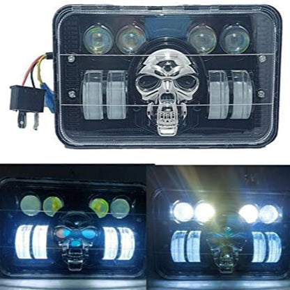 Splendor SKULL BHOOT DRL LED Projector Headlight Assembly Hi/Low Beam With BOSS DRL For Hero Splendor Plus, Splendor Pro, Splendor - bikerstore.in