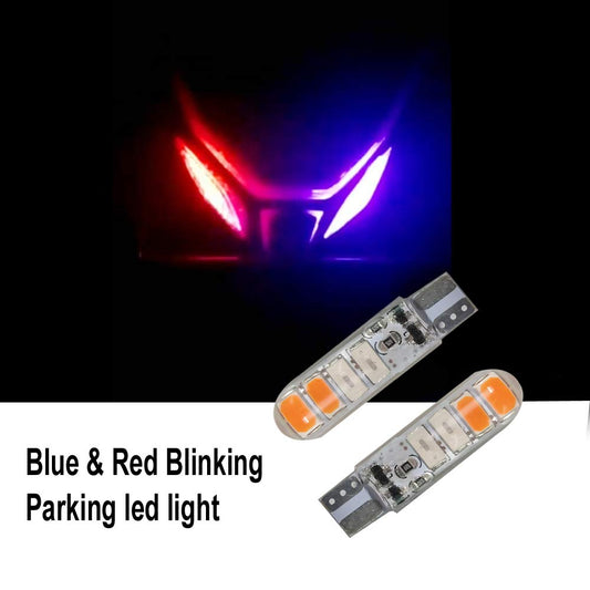 Polce Red/Blue Flashing Parking Bulbs for Car & Bike (Set of 2) - bikerstore.in