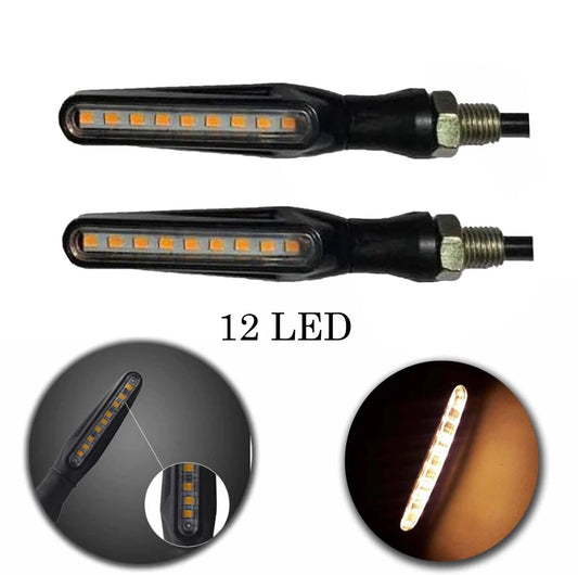 KTM Style Slim 12 LED Indicators Turning Signal lamps Blinkers Bulb Set of-2 UNIVERSAL FOR ALL BIKES (Bike Indicator Lights High Power Motorcycle) 100% Rubber Flexibility-(Yellow) - bikerstore.in