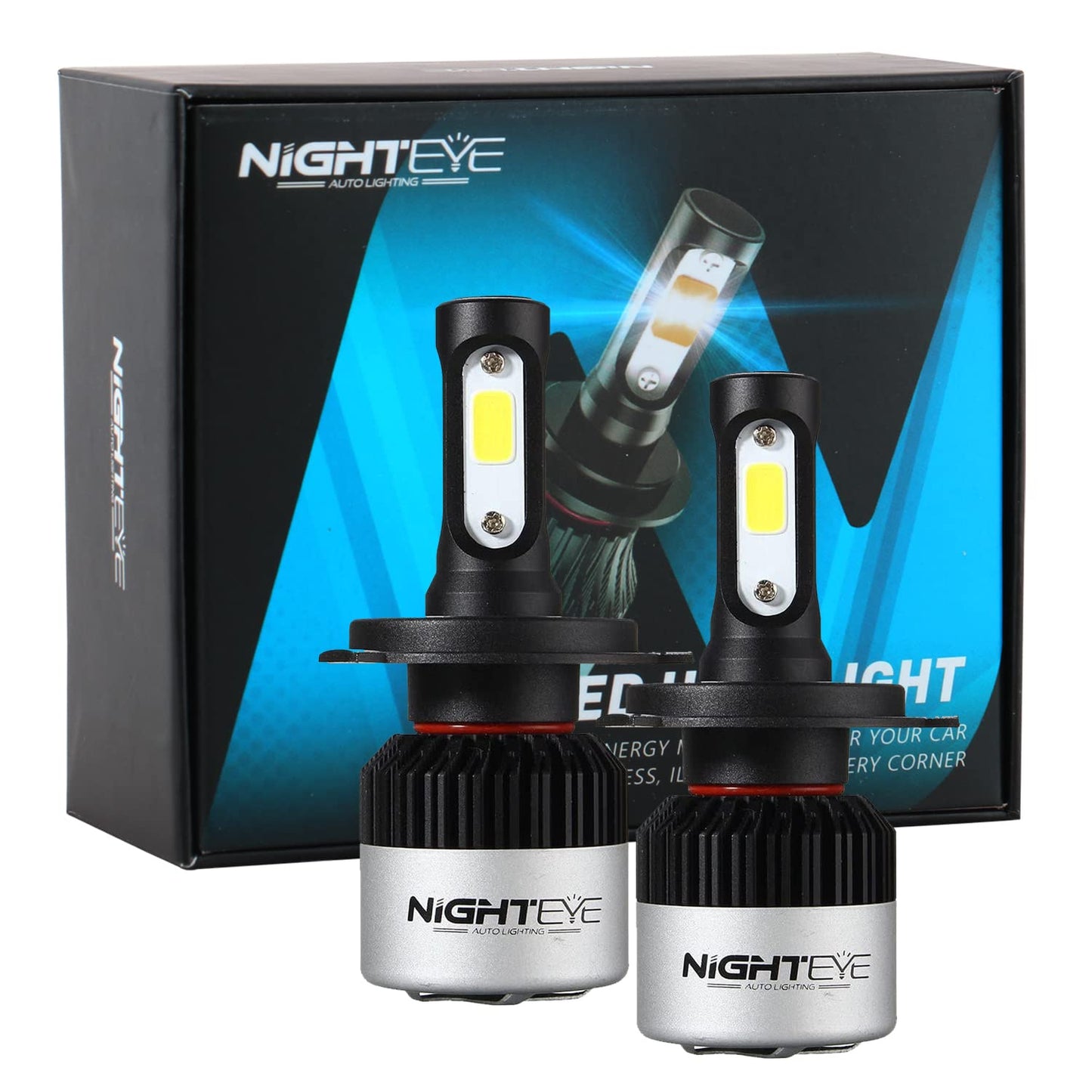 ORIGINAL NIGHTEYE H4 LED Headlight Bulb for Car and Bike White, 90W, 2 Bulbs - 9000 Lumens ULTRA BRIGHT, Type H4 - bikerstore.in