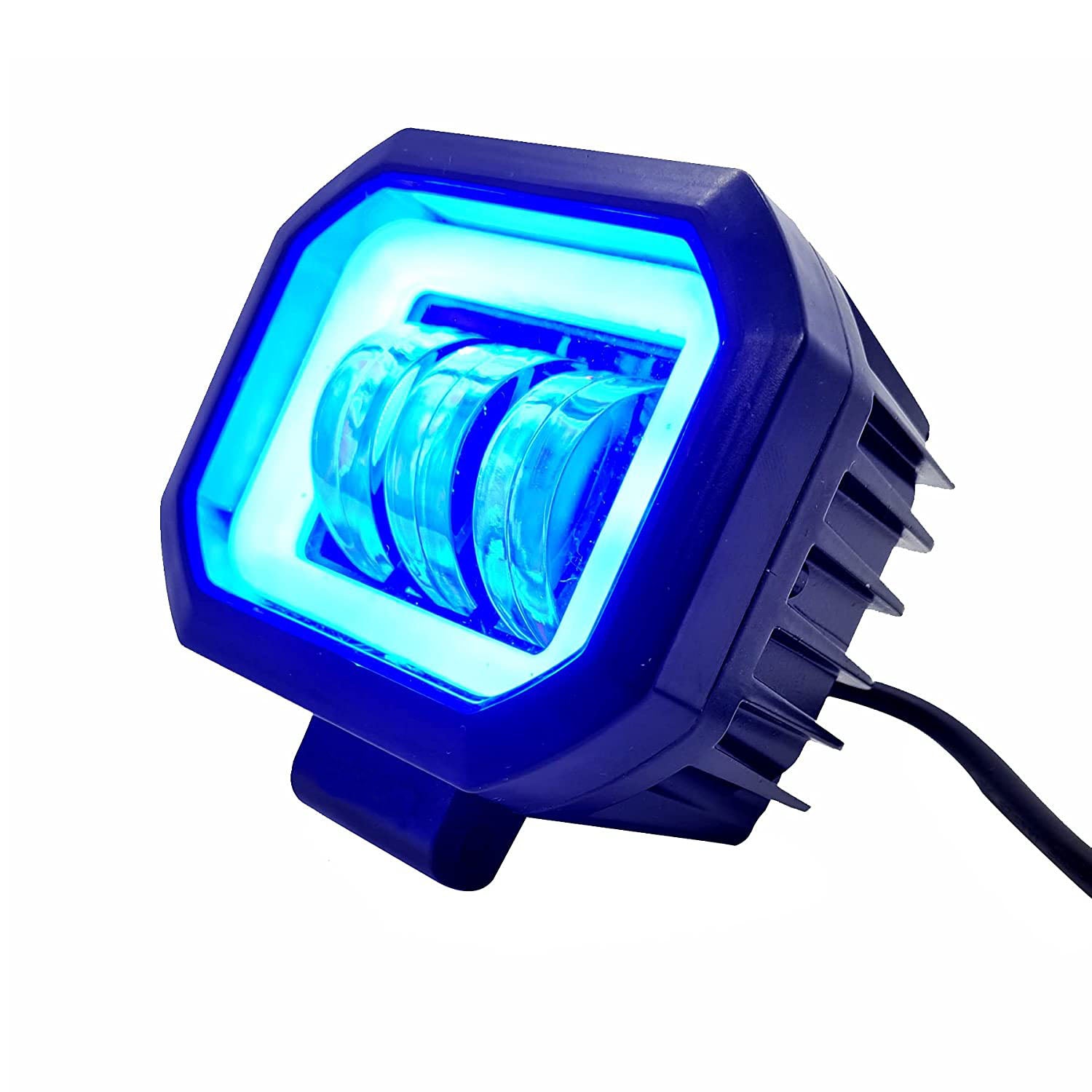 HJG Harley Square Shape fog light 3 Led Blue DRL For Bikes & Cars