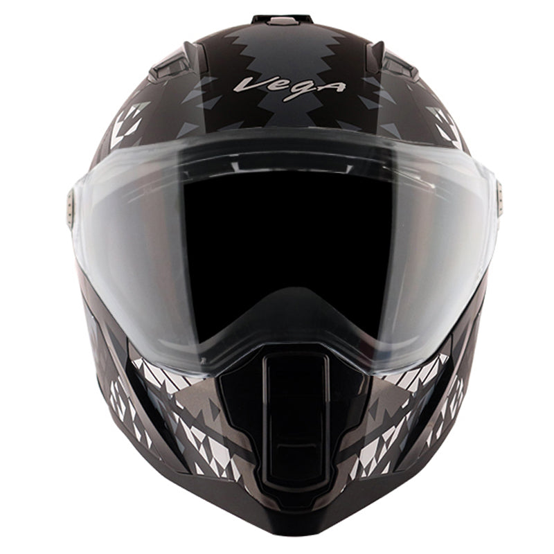 Vega Storm Atomic Black Silver Helmet - bikerstore.in