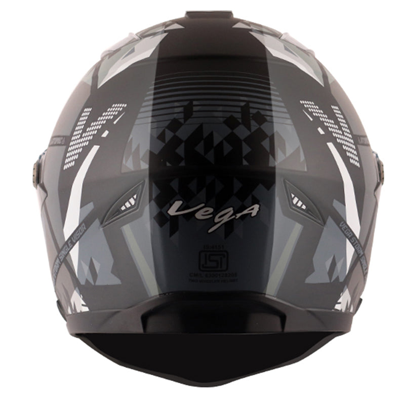 Vega Storm Atomic Black Silver Helmet - bikerstore.in