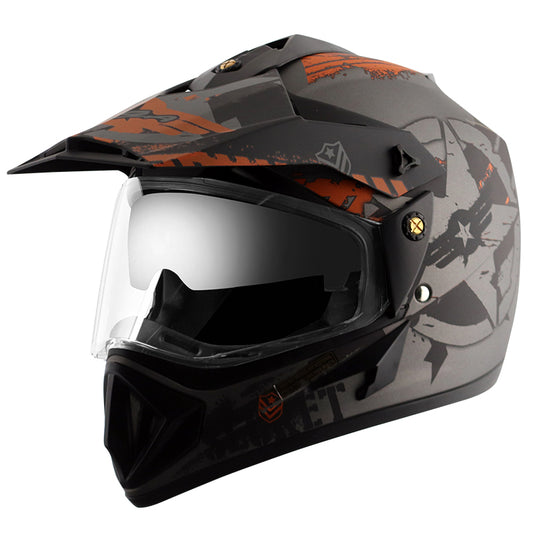 Vega Off Road D/V Secret Dull Anthracite Black Helmet - bikerstore.in