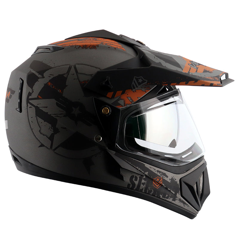 Vega Off Road D/V Secret Dull Anthracite Black Helmet - bikerstore.in