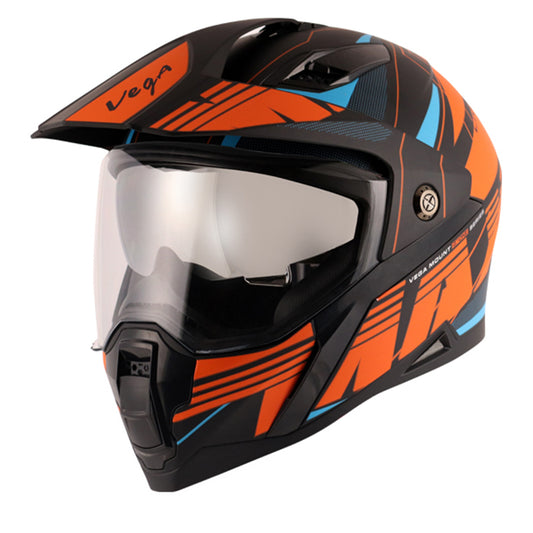 Vega Mount D/V MAX Dull Black Orange Helmet - bikerstore.in