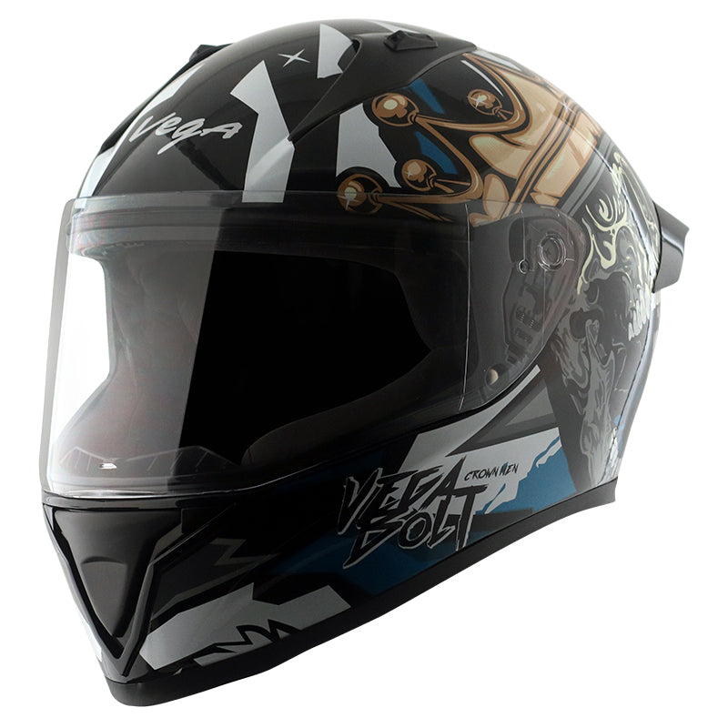 Vega Bolt Crown Men Black Blue Helmet - bikerstore.in