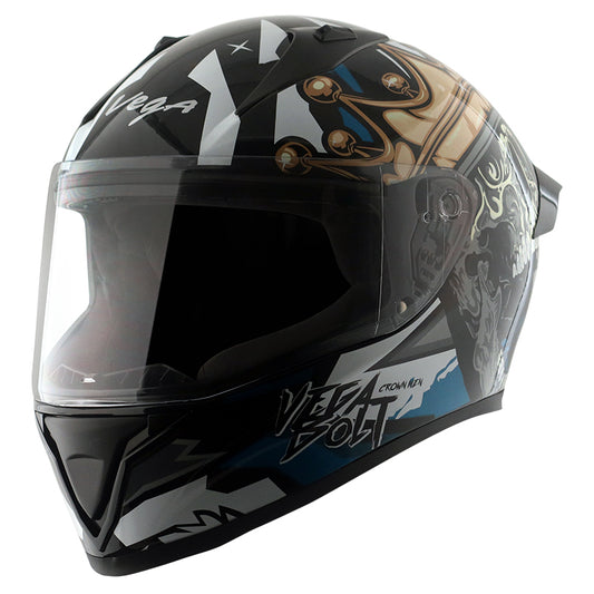 Vega Bolt Crown Men Black Blue Helmet - bikerstore.in