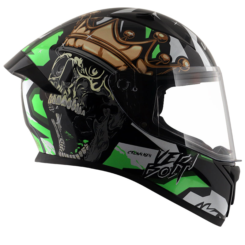 Vega Bolt Crown Men Black Neon Green Helmet - bikerstore.in