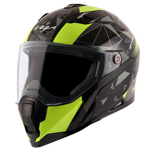 Vega Storm Drift Black Neon Yellow Helmet - bikerstore.in