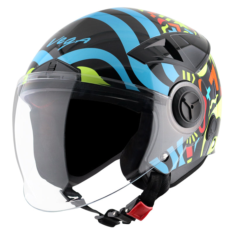 Vega Blaze Dx BZ1 Black Neon Yellow Helmet - bikerstore.in