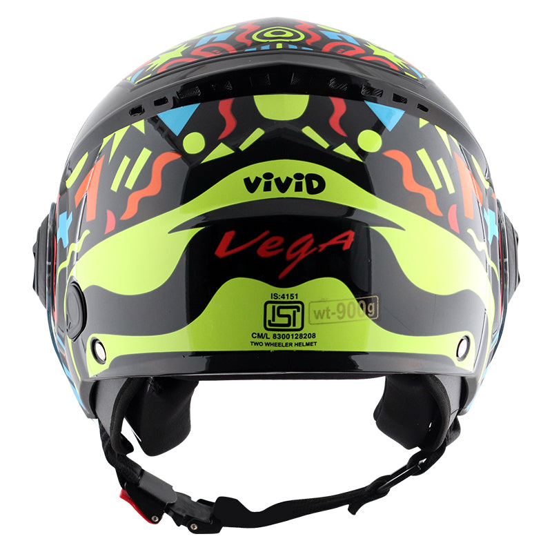 Vega Blaze Dx BZ1 Black Neon Yellow Helmet - bikerstore.in