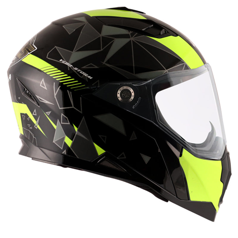Vega Storm Drift Black Neon Yellow Helmet - bikerstore.in